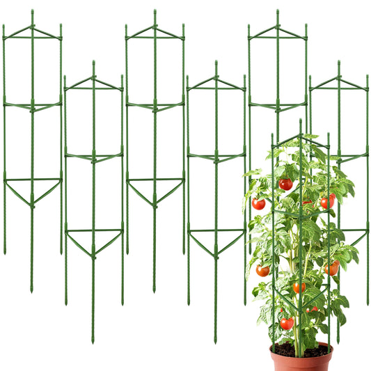 SORANGEUN 6 Pack 48 Inch Tomato Cages for Garden, Triangle Metal Plant Support with Rust-Resistant Coating, Heavy Duty Tomato Trellis for Raised Bed, Pots, Cucumbers, Peppers & Climbing Plants