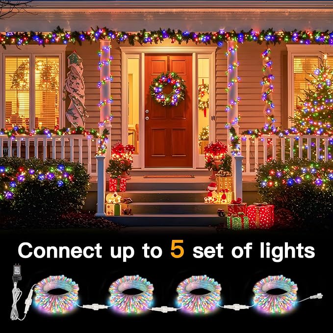 suddus Connectable Christmas Lights with Remote, Multicolor String Lights with Timer, 66ft 200 Led Fairy Lights Plug in for Xmas Tree, Bedroom, Dorm, Yard, Garden, Party, Indoor, Outdoor Decorations