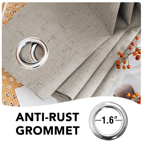H.VERSAILTEX Primitive Linen Curtains 100% Blackout Curtain Drapes Burlap Fabric Curtains with White Thermal Insulated Liner, Grommet Top Drapes Living Room/Bedroom (2 Panels, 42 x 84 Inch, Stone)