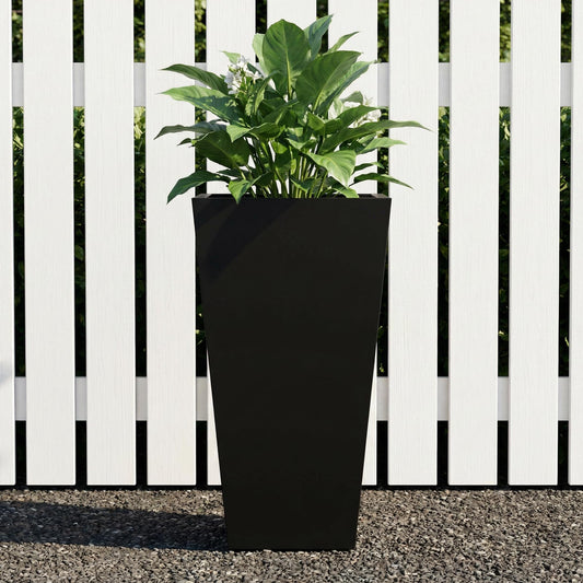 Casaphoriar 30 Inch Tall Metal Planter Box, Weather-Resistant Indoor/Outdoor Flower Pots with Removable Inner Shelf, Perfect for Patio, Gardenm and Balcony Decor, Black