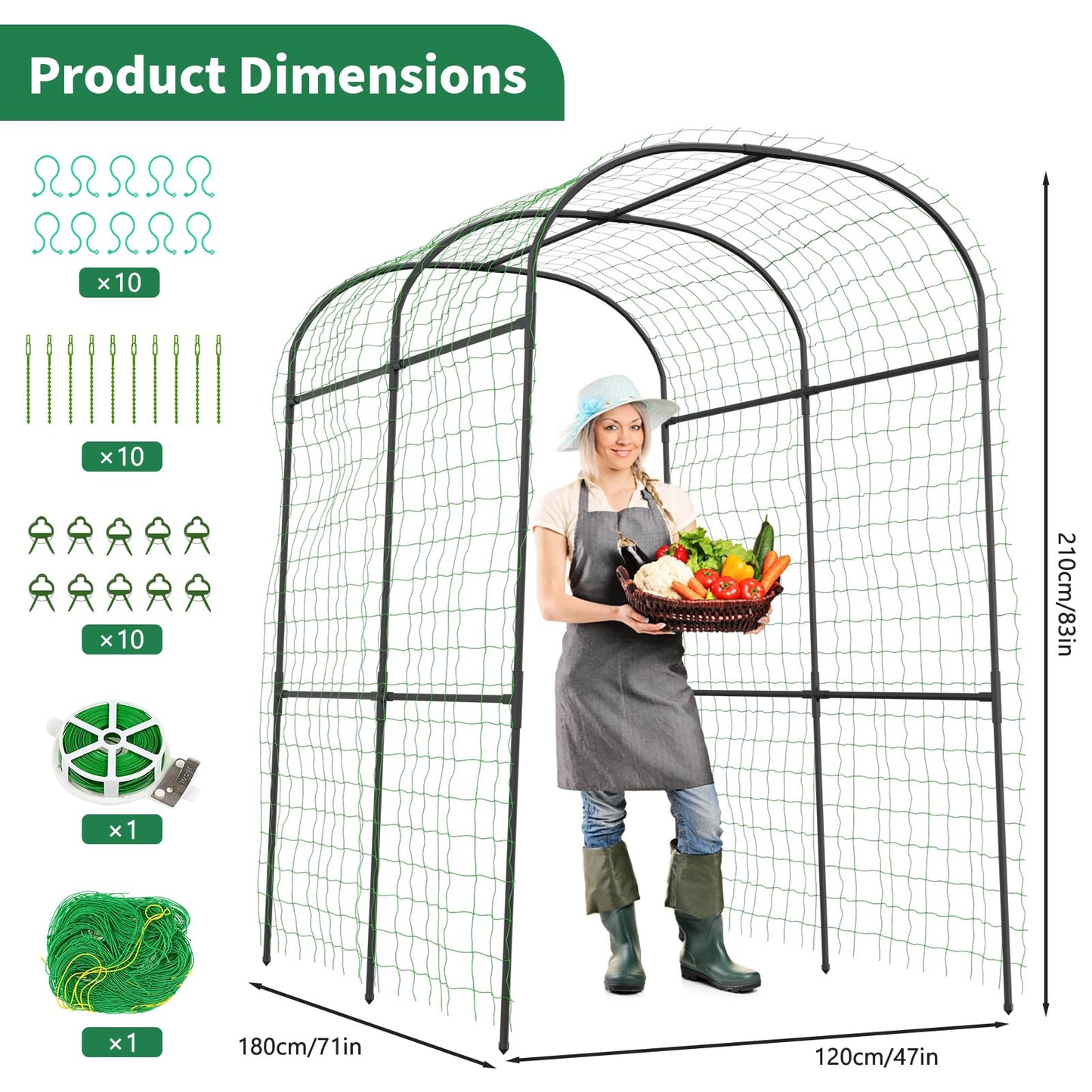 SUNYRISY Garden Arch Trellis for Climbing Plants Outdoor, 83in Tall Plant Support Arbor Trellis for Yard Garden Raised Bed Planting Vine Cucumber Flowers Fruit Vegetables