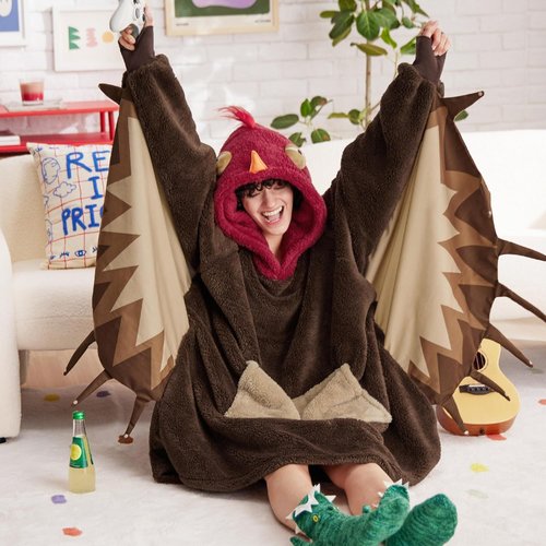 Bedsure Hoodie Blanket - Wearable Shaggy Sherpa Blanket with Sleeves & Pockets | Cozy Turkey Costume, One Size