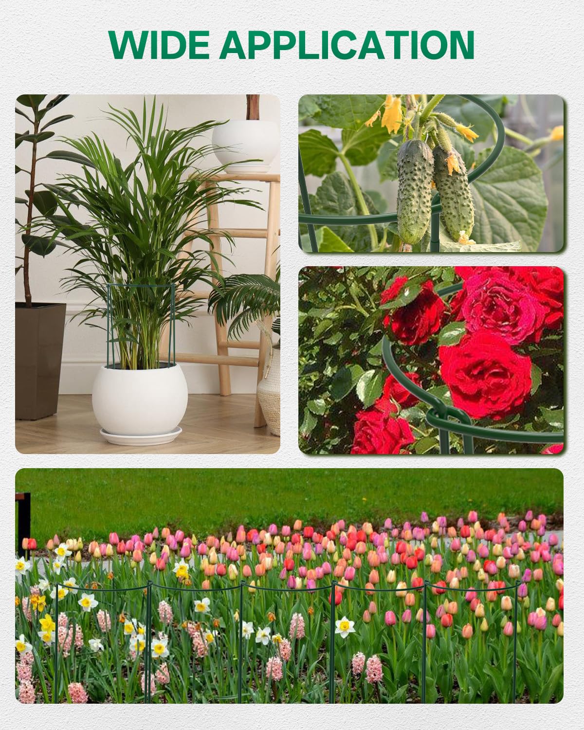 Breeze Touch 8 Pack Plant Support Stakes, 16 Inch Plant Stakes for Outdoor Plants, Peony Cage with 15 Pcs Green Lables, Peony Cages and Supports, Peonies Support Cages Flower Stakes for Plants