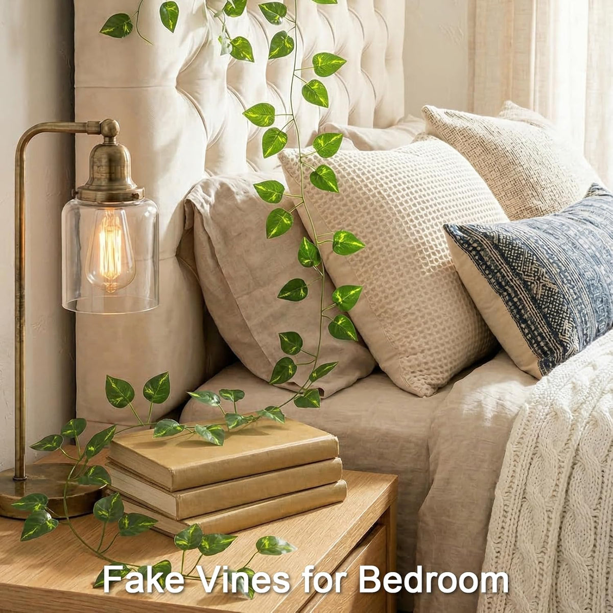 Suddus Artificial Pothos Leaves - 33 Feet Greenery Hanging Garland for Home, Office & Wedding Decor