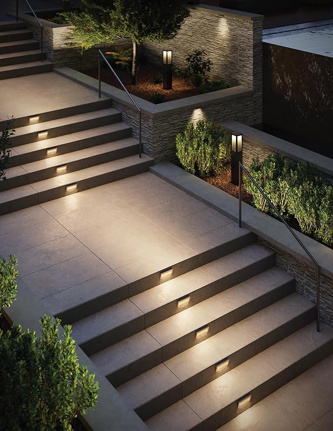 Hinkley Landscape Lighting Taper Wide Horizontal 12v Step Light, Low-Voltage, Recessed Mount, Integrated LED, Satin Black