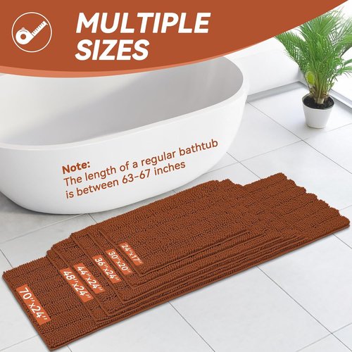 Bcoimo Chenille Bath Mat - Non-Slip, Ultra-Absorbent & Quick-Dry | 24" x 17" for Bathroom Use