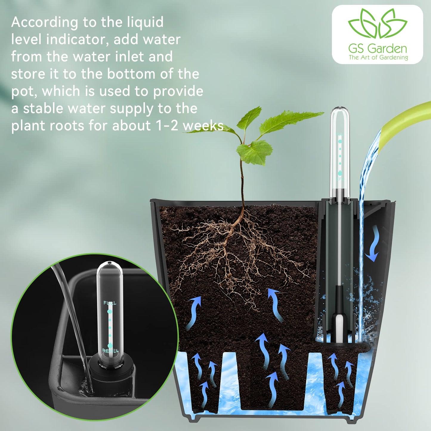 GS Garden Self Watering Planters for Indoor Plants : 5 inch 6 Pack Grey Planter with Water Level Indicator African Violet Self Watering Flower Pot for Herb Pot House Plant Planting