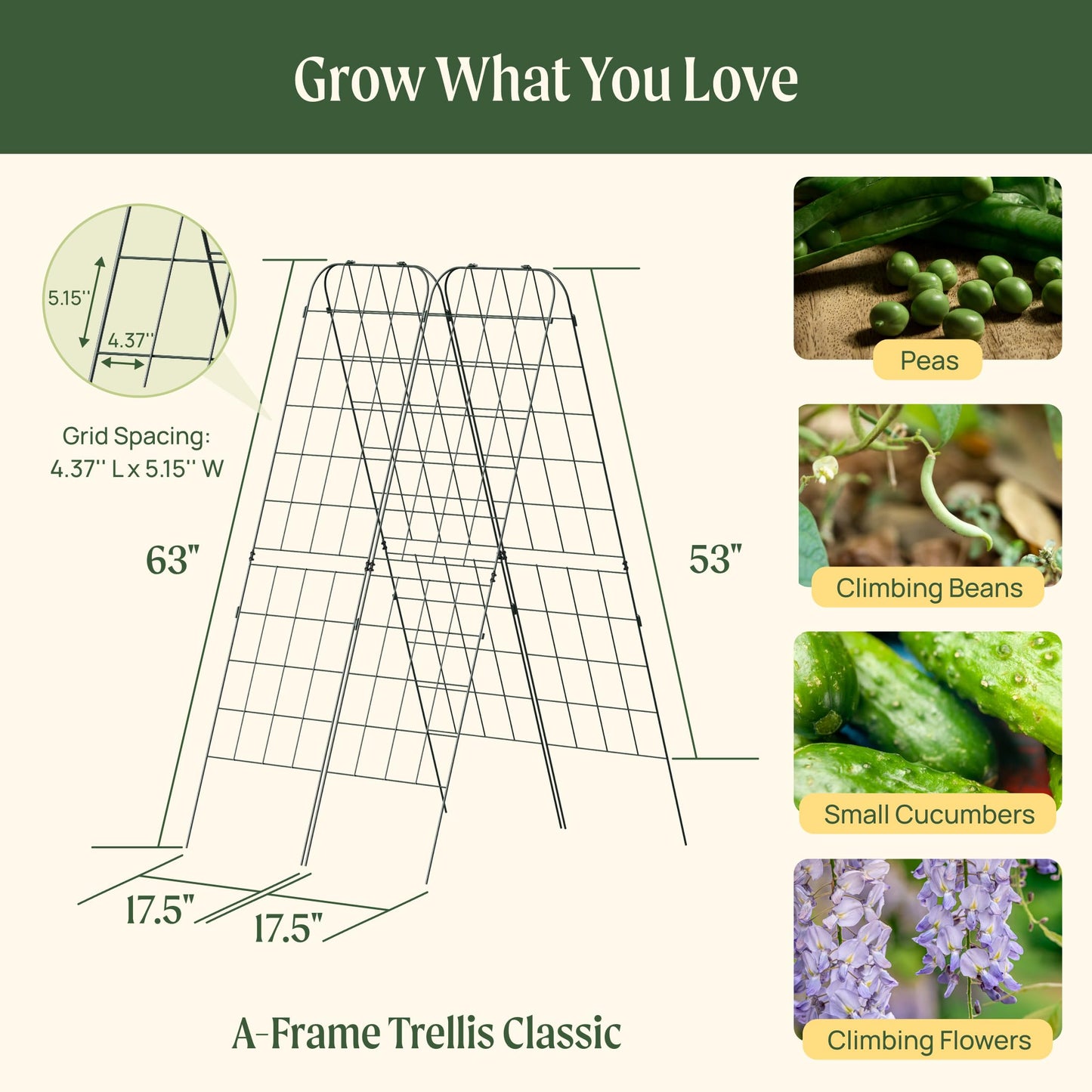 Vego Garden A-Frame Trellis Cucumber Cage for Garden & Pots, Rust-Resistant Tomato Stakes Heavy Gauge Plant Cage Trellis Support for Climbing Vegetables Plants