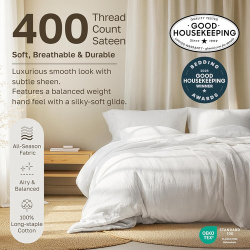 California Design Den King Sheet Set - 100% Soft Cotton, 400 Thread Count, Deep Pockets - Ivory