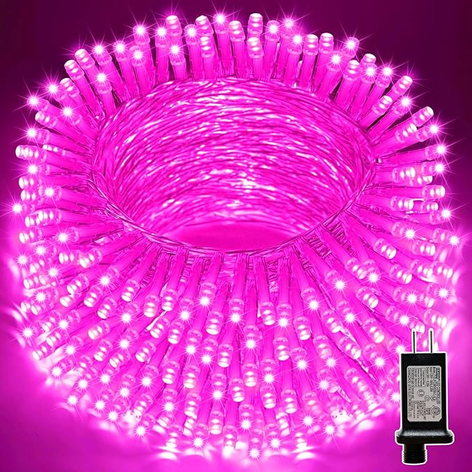 LAMPHOME 33ft Valentine's Day String Lights, Christmas Decorative Mini Lights, 100 LED Pink Fairy Starry String Lights Plug in, 16 Lighting Modes for Valentines Day Tree Decorations (Pink)