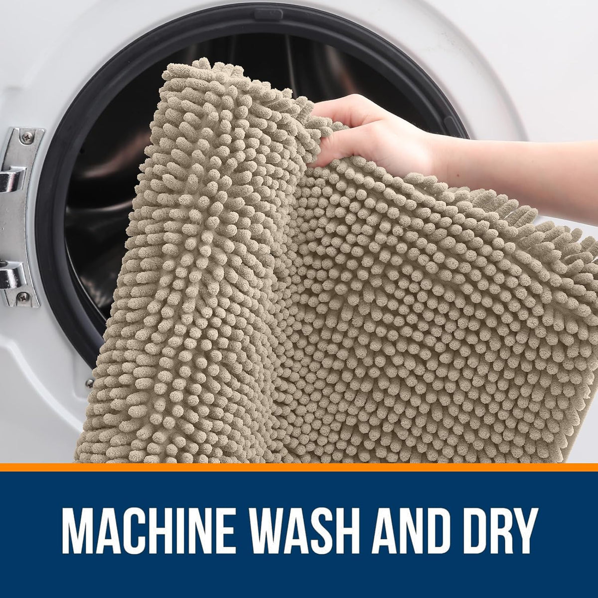 OLANLY Bathroom Runner Rugs - Soft Absorbent Chenille Bath Mats | Quick Dry, Machine Washable, 47x17" in Warm Taupe