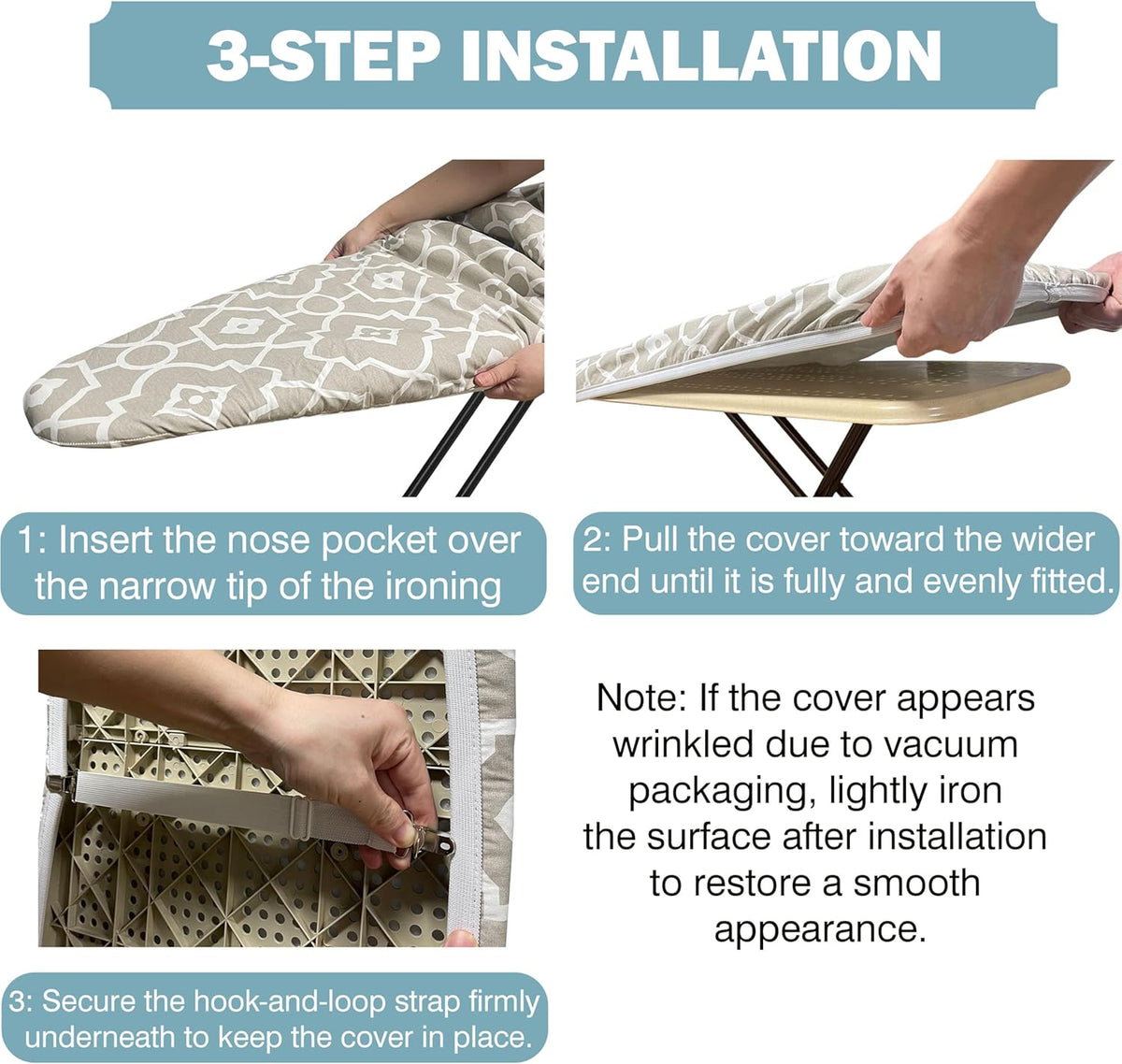 UniSimp Ironing Board Cover - Extra Thick Natural Cotton, Scorch & Stain Resistant | 18"x54" Zebra Design
