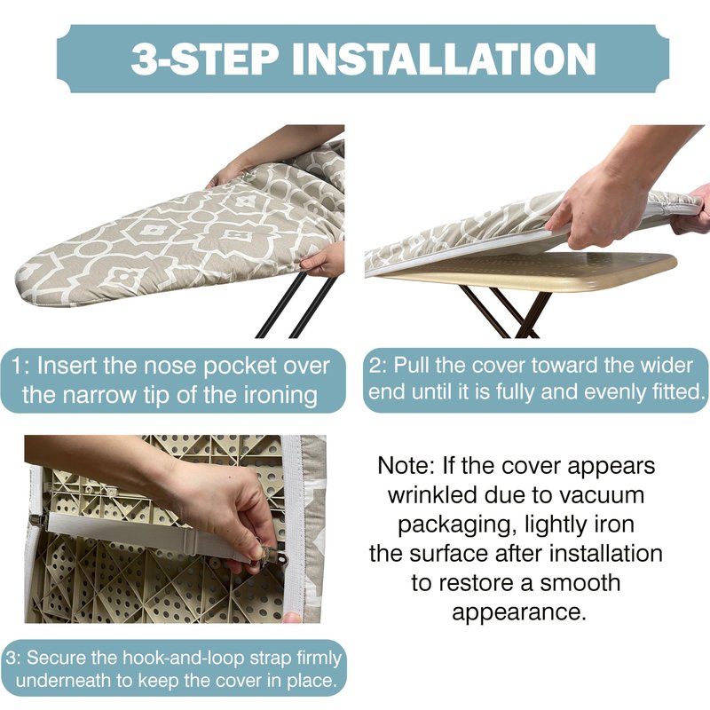 UniSimp Ironing Board Cover and Pad 18"x49" Extra Thick Natural Cotton, Scorch and Stain Resistant Padding, Extra Wide Iron Board Cover with Fasteners Heavy Duty Elastic Edge, Heatproof Zebra