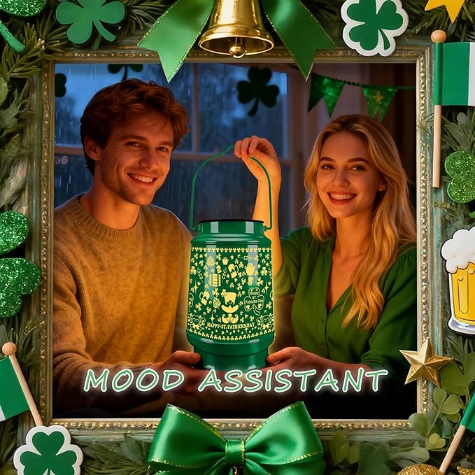 St Patricks Day Decorations Shamrock Solar Lantern Hanging Lights Ornaments Outdoor Waterproof Tree Decor for Garden, Patio, Yard, Lawn Porch, Garland Irish Gifts for Women