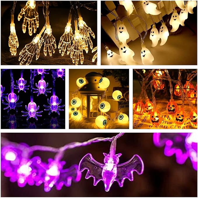 KEPATO Halloween String Lights 10Ft 20 LEDs Battery Operated Outdoor Decorations Lights Spider Lights for Halloween Party Decor