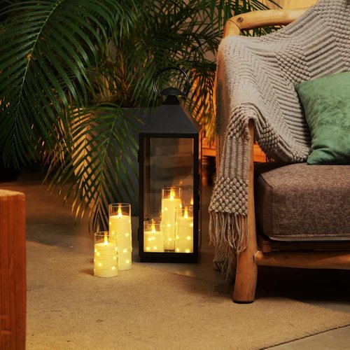 Homemory Flameless Candles - LED Candles with Fairy Lights & Remote Control | Ivory Set of 5 (5", 6", 8", 8")