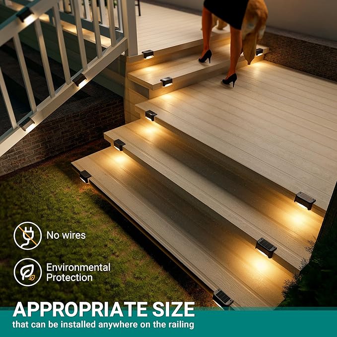 SOLPEX Solar Deck Lights Outdoor 16 Pack, Solar Step Light Waterproof Led Light for Outdoor Stairs, Step, Fence, Yard, Patio, and Pathway(Warm White)
