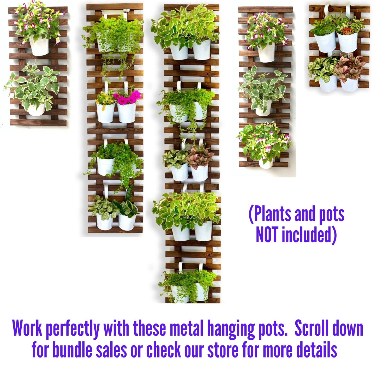 ShopLaLa Large Hanging Wall Planters for Indoor Plants - 5 Pack Wooden Wall Decor Bathroom Decorations Living Room Home Plant Shelves Vertical Garden Huge Unique Farmhouse Vintage Rustic 5 Sizes