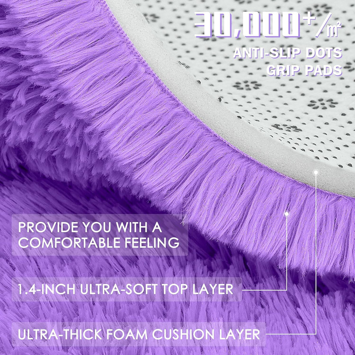 OLANLY Area Rug - Soft Fluffy Shaggy Design | Machine Washable 4x5.9 ft | Purple for Living Room & Bedroom