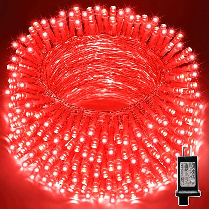LAMPHOME 33ft 100 LED Red Valentine Lights, Connectable 16 Modes Valentine Room Light Indoor Plug-in, Clear Wire Red Christmas String Light Outdoor Waterproof for Valentine's Day Xmas Bedroom, Party