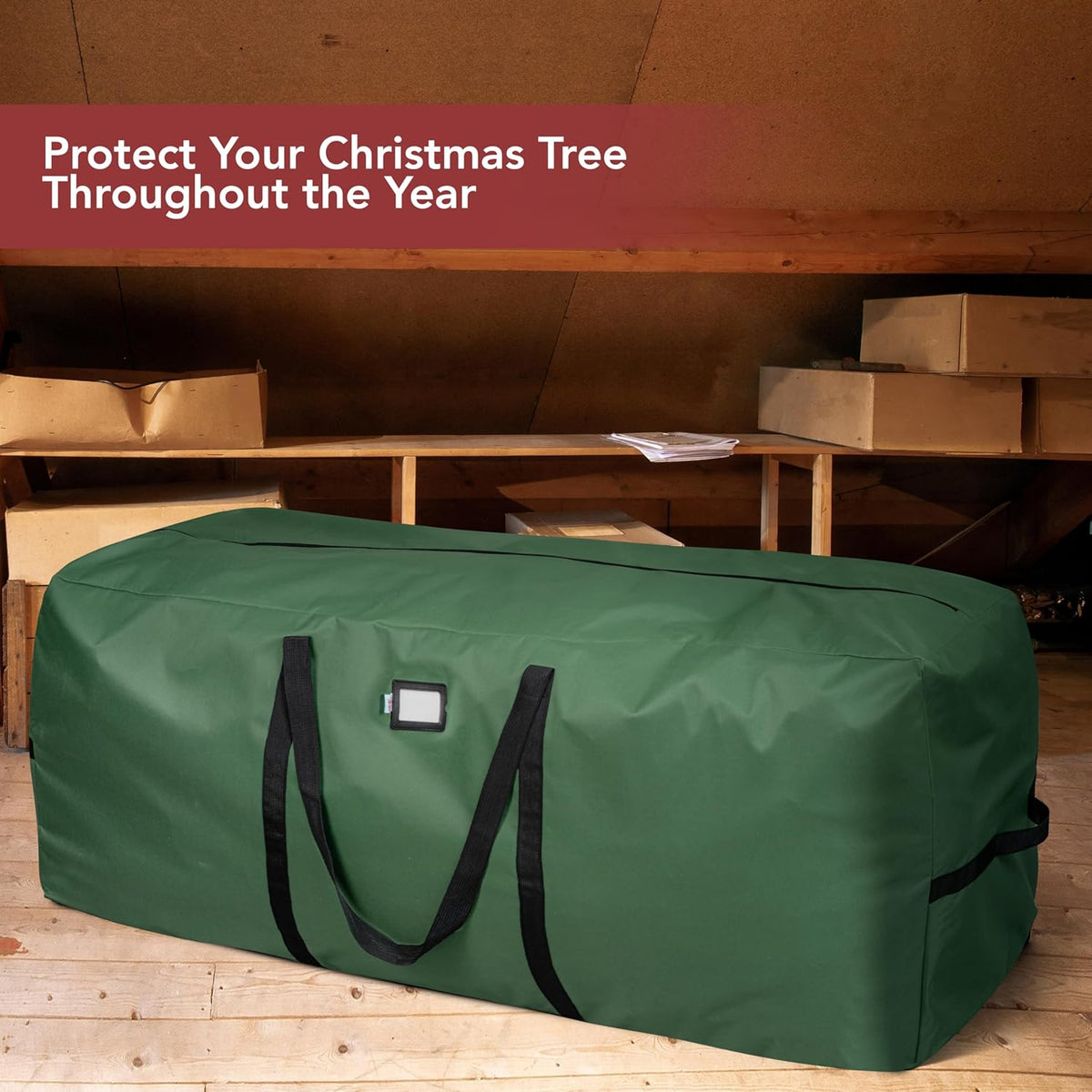 Skiennix Heavy-Duty Christmas Tree Storage Bag - Waterproof Design for 7.5ft Artificial Trees | Durable Handles & Zipper (Green)