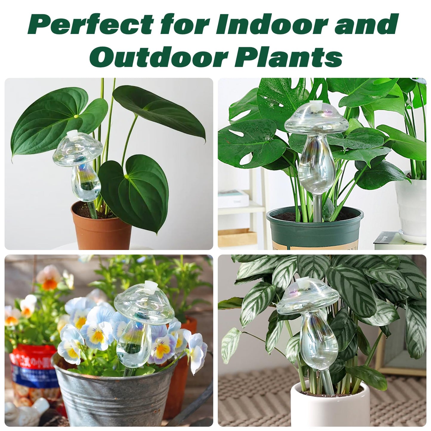 2 Pcs Glass Self Watering Globes, Iridescent Automatic Plant Waterer Bulbs Devices for Indoor & Outdoor Plants, Slow Release Watering Devices System for Various Plants