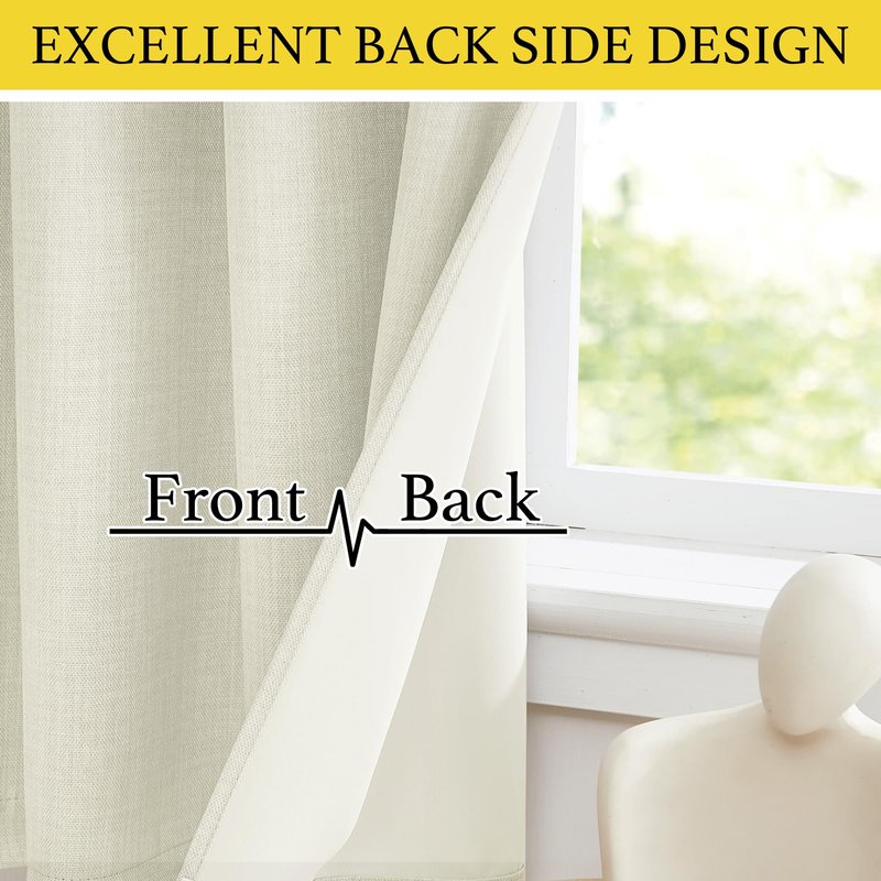NICETOWN 24 inch Long Blackout Tiers, Farmhouse Grommet Half Window Curtains, Light Block Small Window Valances for Kitchen Cupboard, Covering for Bathroom, W34 x L24, Natural, 2 Panels