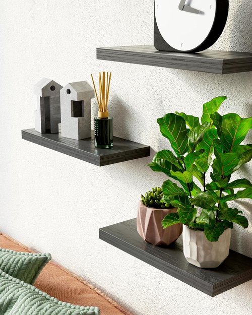 BAYKA Floating Wall Shelves - Set of 6, 16-Inch & 48-Inch Sizes for Stylish Home Decor