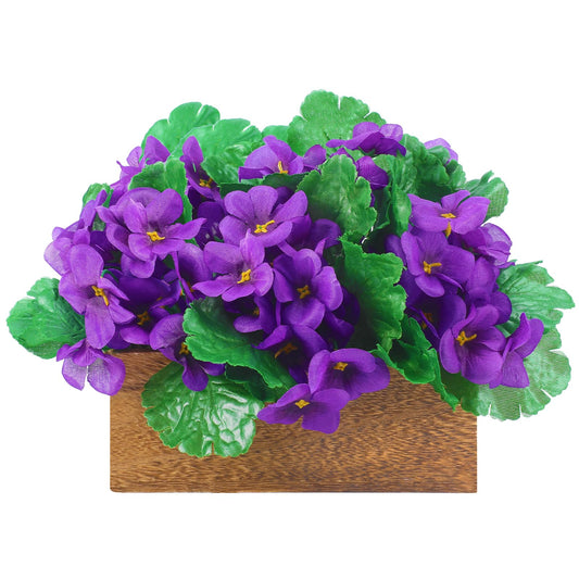 Suncalla 6 Pack Purple African Violet Artificial Silk Flower Bushes Individual Artificial Violet Flowers Houseplant(Purple)