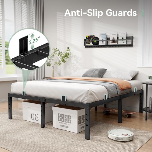 BedsPick 14 Inch Queen Bed Frame, Metal Platform Bed Frame Queen Size with 6 Anti-Slip Mattress Retainers, Heavy Duty Sturdy Mattress Foundation, Easy Assembly, Noise Free, No Box Spring Needed, Black