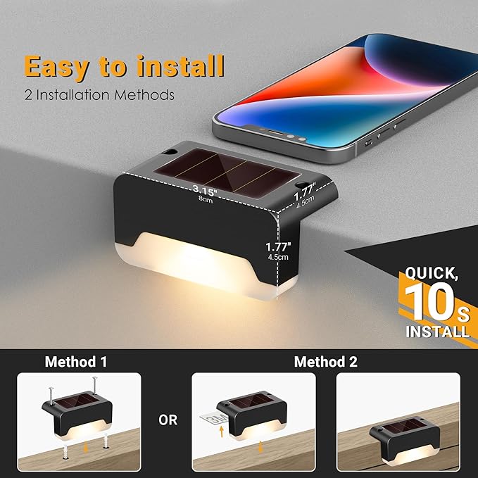 SOLPEX Solar Deck Lights, Solar Step Lights for Outside Waterproof Led Stair Light for Outdoor Fence, Balcony, Patio, Railing, Front Porch, Yard and Pathway(20pack Warm White)