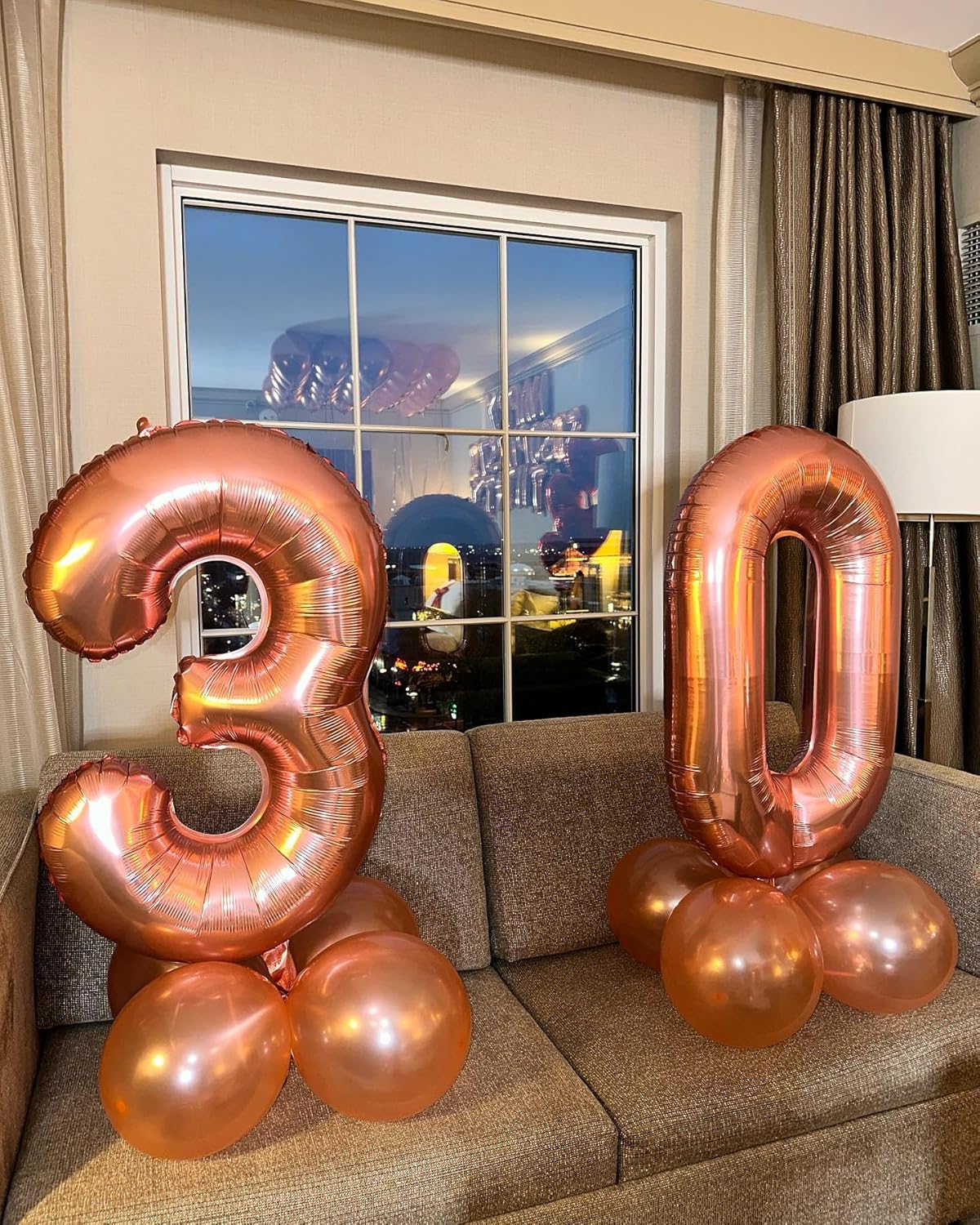 Rose Gold Number 30 Balloon - 40 Inch 30th Birthday Decoration for Men & Women