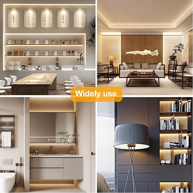 COB LED Strip Lights Natural White,24V Dimmable led Light Strip KIT with Remote and app Control,4000K 65FT/20m 8mm Wide Ra>90 Cuttable Flexible Strip Lights for Bedroom,Shelf,Cabinet