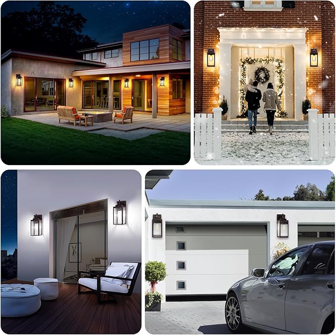 11.6" Motion Sensor Outdoor Wall Lights, Waterproof Exterior Lighting Fixtures with Water-Rippled Glass, Brown Modern Outside Wall Sconce Lanterns for House, Porch, Garage, Patio, Bulbs Not Included