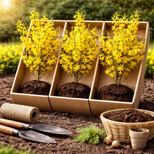 Live Forsythia Lynwood Gold Plants (3-Pack) – Fast Growing Yellow Flowering Shrubs – Hardy Spring Bloom Landscape Bushes – Outdoor Hedge & Border Plants