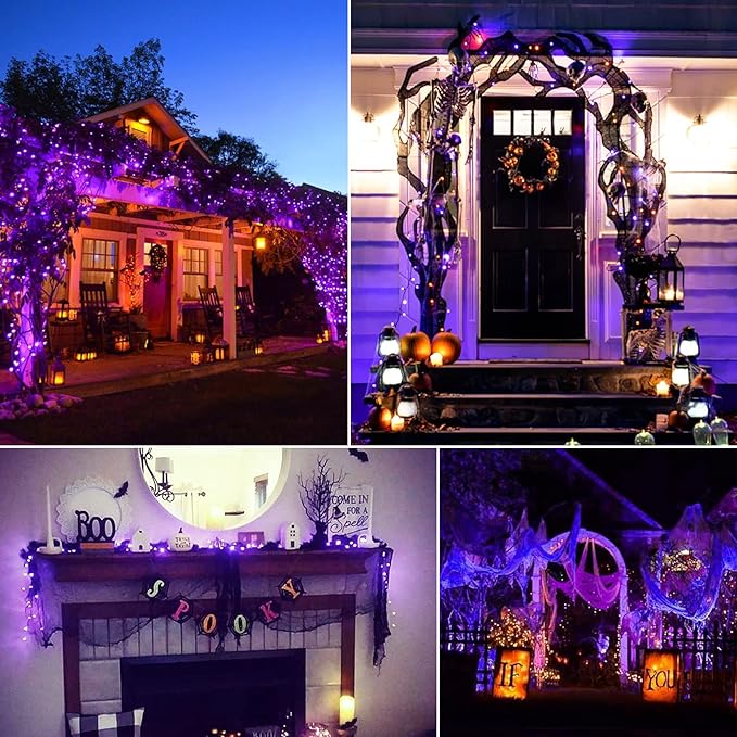 Minetom Halloween String Lights Outdoor 100 Count 25 Feet Incandescent Bulb Mini Lights for Christmas Indoor Garland Party Festival Decoration, Purple