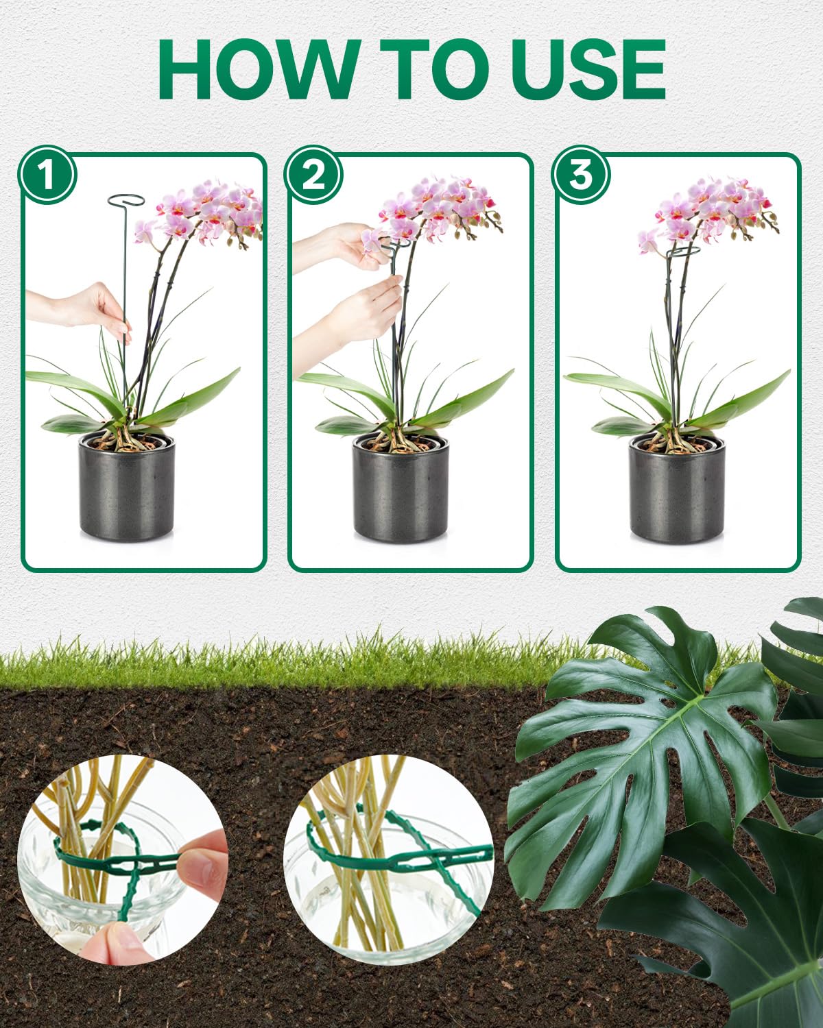 Breeze Touch 20 Pack Plant Stakes, 16 Inch Plant Support Stakes with 15 Twist Ties, Plant Sticks Support, Flower Stakes for Plants Peony, Tomato Seedling, Marigold, Amaryllis, Sapling, Coreopsis