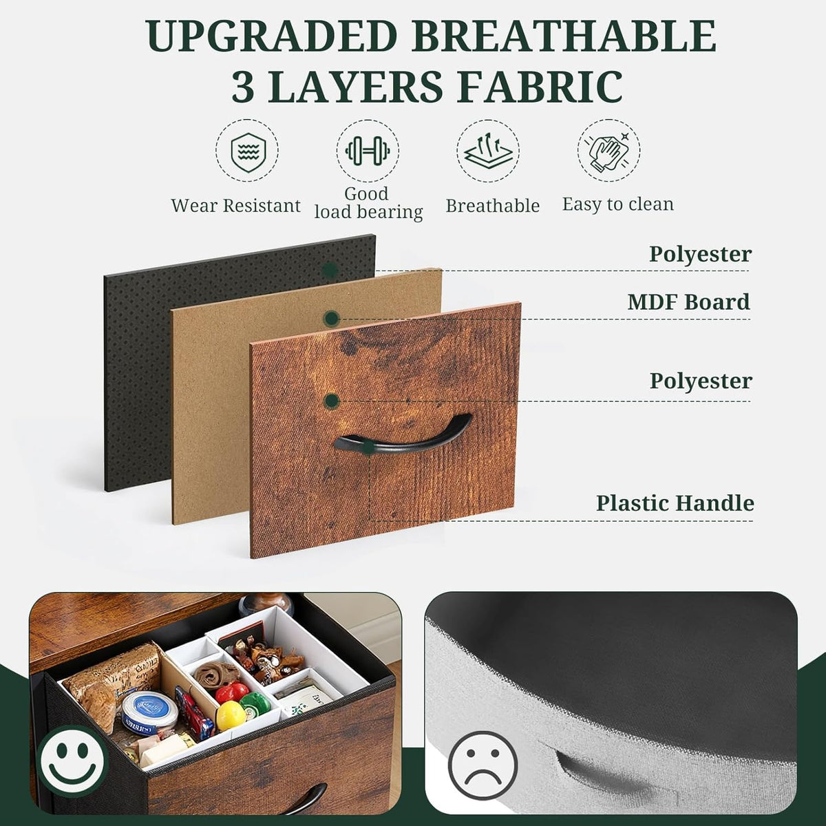 Skiennix 8-Drawer Dresser - Anti-Tip Tall Storage Organizer with Wooden Top & Metal Frame | Brown