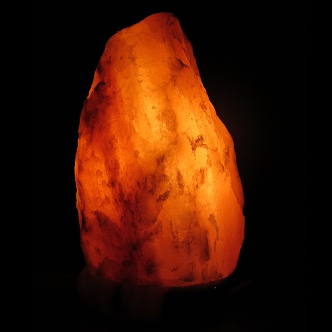 Himalayan Rock Salt Natural Crystal Lamp, 8.5" s Tall – Soft Calm Therapeutic Light – Unique Naturally-Formed Salt Crystal Handcrafted Design On Onyx Marble Base – Table Lamp, Dark Orange Hue