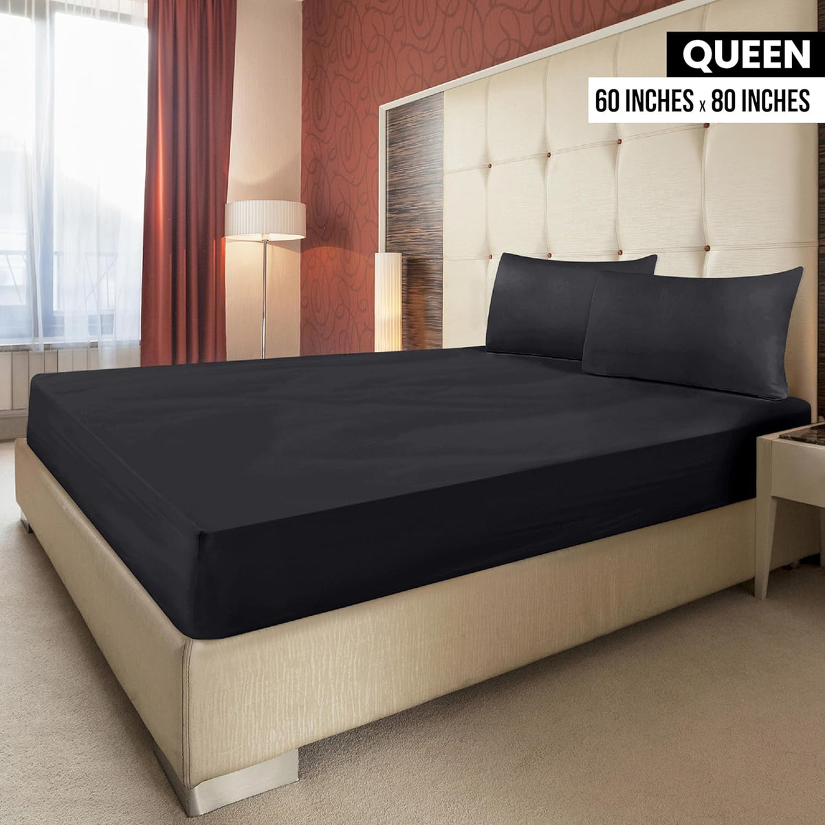 Utopia Bedding Queen Fitted Sheets - Soft Brushed Microfiber - Deep Pockets - Fade Resistant - Black