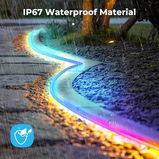 65.6FT LED Neon Rope Lights, Flexible Led Rope Lights Control with App/Remote, IP67 Outdoor RGB Color Changing Led Neon Lights Waterproof, Music Sync Led Strip Neon Lights for Bedroom Decor
