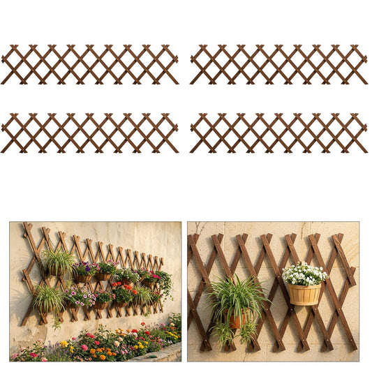 4 PCS Expandable Garden Trellis, 13.1" x 67" Trellis for Climbing Plants Outdoor, Wooden Lattice Fence Wall Panel Lattice Panels for Outside, for Climbing Plants Vine Ivy Rose Cucumbers Clematis（4PC）