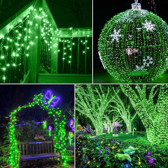 Minetom St. Patrick's Day Mini String Lights, 100 Count 27 Feet Detachable Incandescent Bulb Waterproof Green Fairy Lights Plug in for Indoor Outdoor Party Patio Christmas Decoration, White Wire