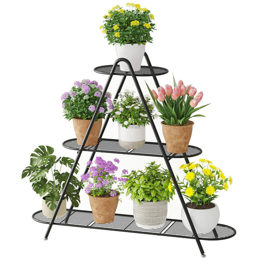 STDDRE Plant Stand Indoor Plant Shelf Outdoor Corner Tall Plant Rack 3-Tier Large Metal Plant Holder Heavy-Duty Flower Rack for Patio,Living Room,Garden Decor (Black)