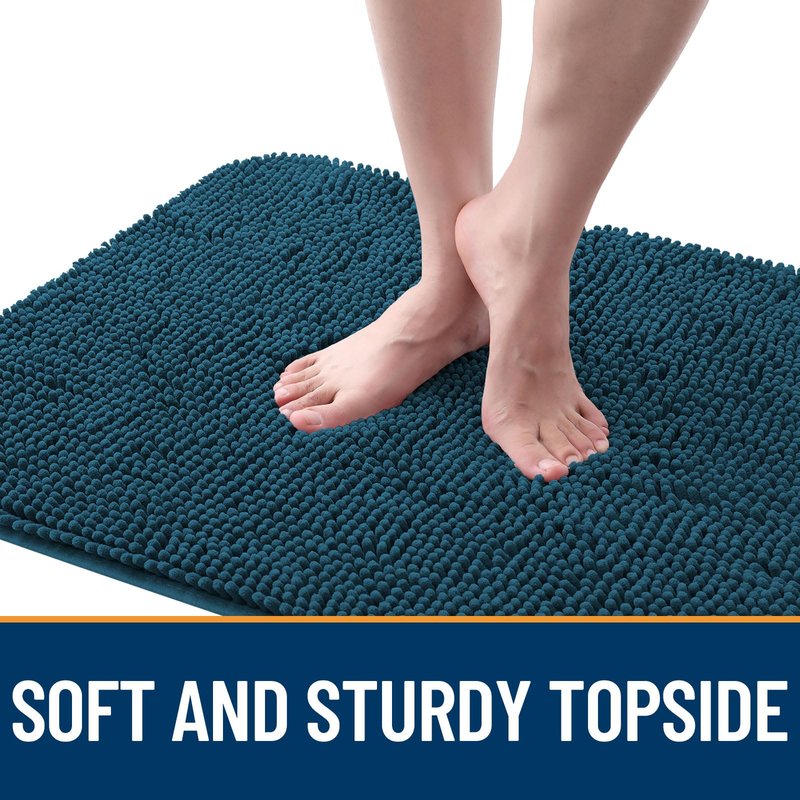 OLANLY Dog Door Mat for Muddy Paws 54x24, Absorbs Moisture and Dirt, Absorbent Non-Slip Washable Doormat, Quick Dry Chenille Mud Mat, Entry Indoor Entryway Carpet for Inside Floor, Atlantic Blue