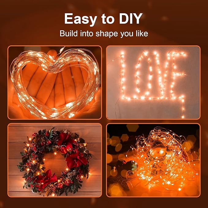 ZGWJ Fairy Lights Battery Operated, 12 Pack OrangeTwinkle String Lights 20 LED 7FT 3 Lighting Modes for Bedroom Decor, Halloween, Christmas, Party Indoor and Outdoor Decoration