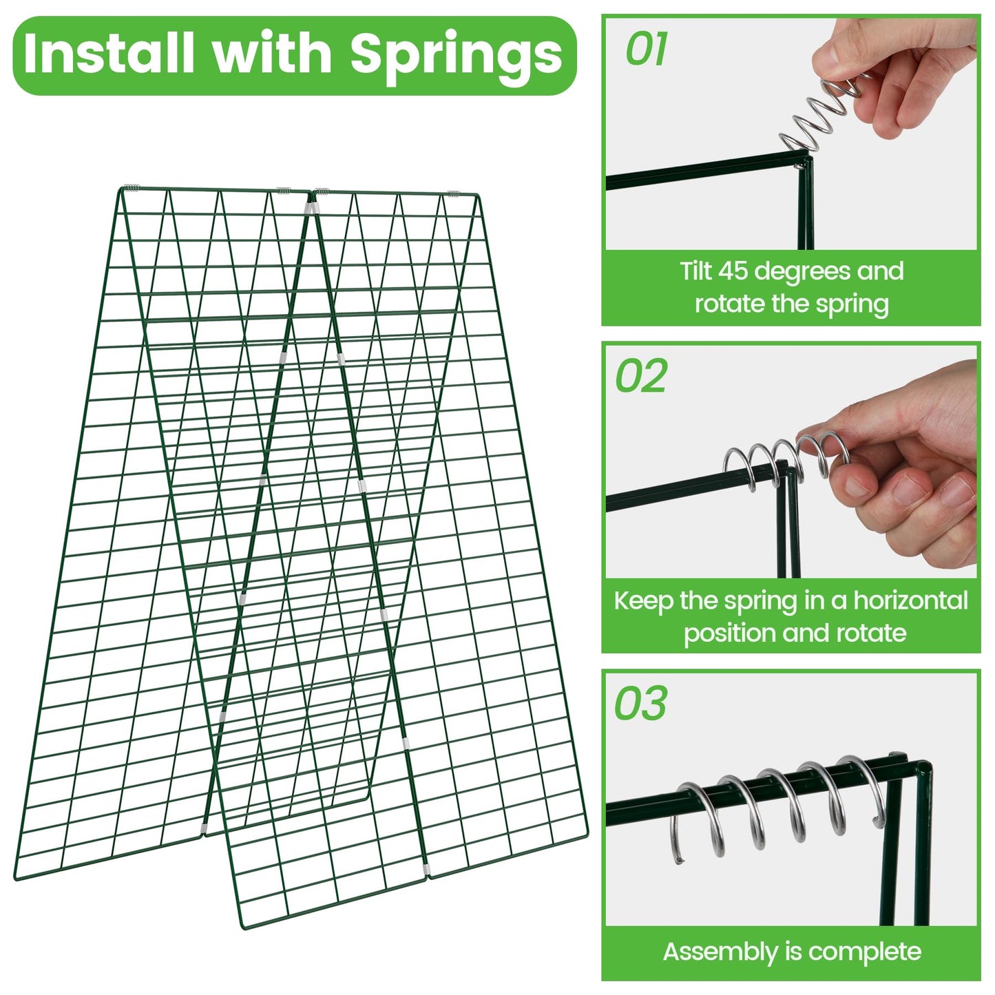 Toriexon Foldable Cucumber Trellis - 2 Pack, 48" L x 34" W A-Frame Trellis, Climbing Plants Support Raised Bed Trellis with Twist Ties & Plant Bags for Outdoor Yards Gardens