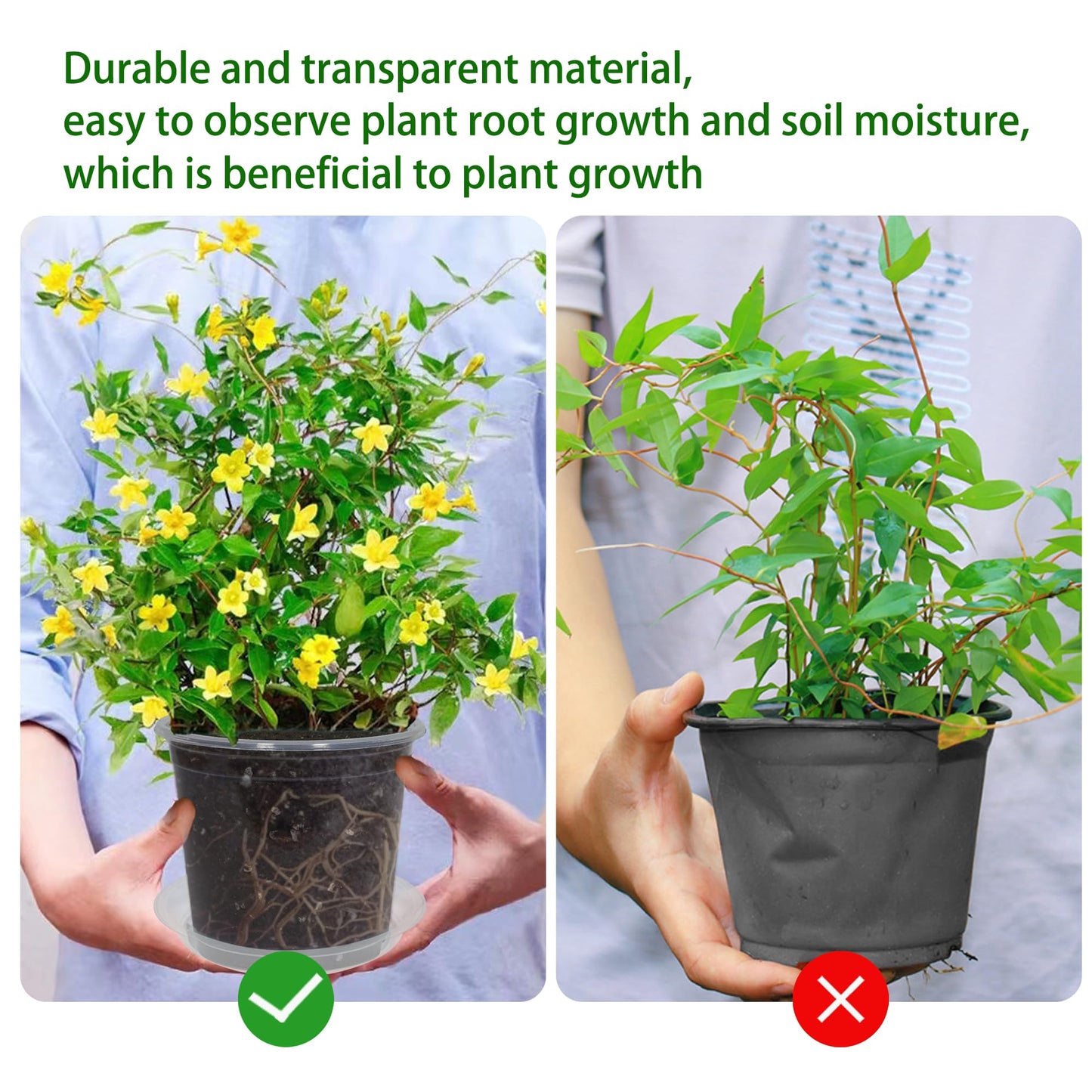 TNTIWQ 40 Pack 3 Inch Clear Nursery Pots with Drainage Plant Pots for Plants Transparent Potting Containers for Plants Seeding Starter Pot (Clear, 3 Inch 40 Pcs)
