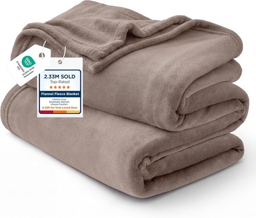 Bedsure GentleSoft Fleece Throw Blanket - XL Mocha Brown, 300GSM Soft & Cozy for Bed, Sofa, Travel | 50x70 Inches