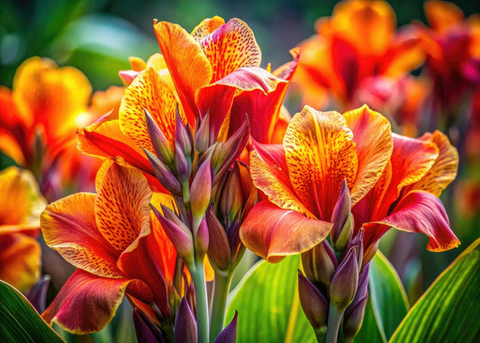 Canna Indica Lily Bulbs for Growing - Stunning Red/Orange Blooms (3 Bulbs)